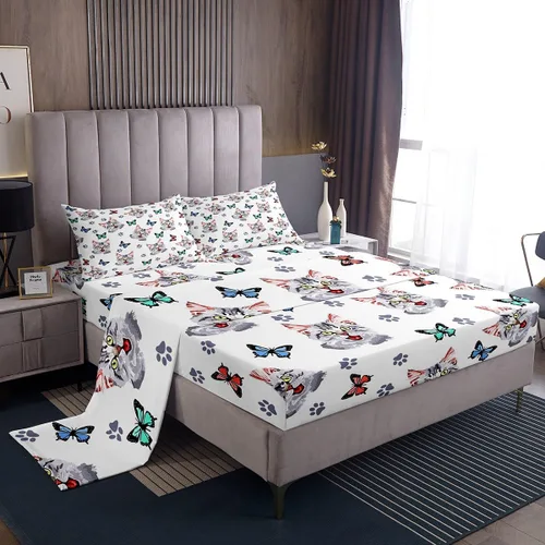Vista 9 de Feelyou Juego de sábanas Kawaii Corgi para niños pequeños, juego de ropa de cama para niños y niñas, diseño de caricaturas, cachorro, perro, sábana