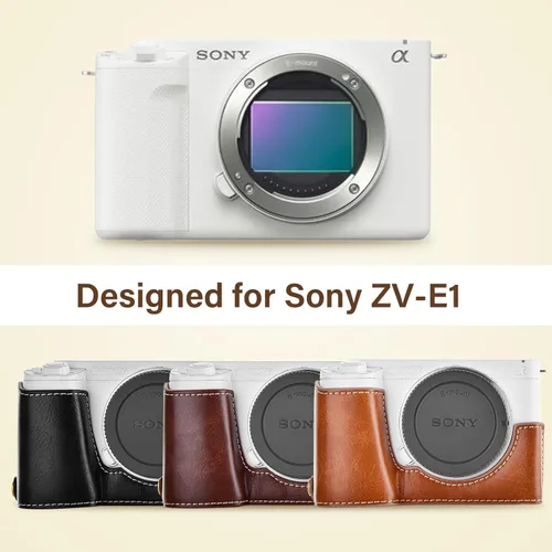 Vista 5 de Rieibi ZV-E1 - Funda de piel sintética para cámara compatible con Sony ZV-E1, ZVE1, color negro
