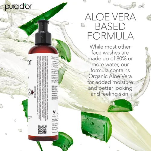 Vista 4 de PURA D'OR Limpiador facial con vitamina C de 8 onzas, limpiador facial rico en antioxidantes para un brillo radiante y un tono de piel uniforme