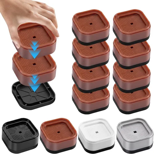Vista 3 de Elevadores de cama ajustables para muebles, elevadores de cama resistentes de 1 pulgada, elevadores de cama cuadrados apilables de 1, 2 o 3 pulgadas
