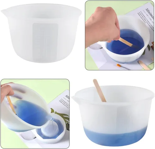 Vista 2 de Tazas medidoras de silicona grandes antiadherentes reutilizables de resina epoxi tazas mezcladoras flexibles de alta precisión para moldes