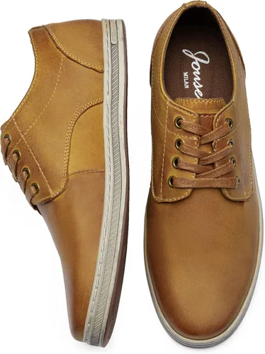 Vista 3 de Jousen Zapatos deportivos de vestir para hombre, de cuero, de moda, transpirables, retro, para hombre, zapatos casuales