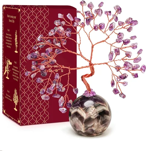 Vista 11 de Árbol de la vida de cristal para decoración del hogar y la oficina, regalos para mujeres, piedras curativas de amazonita de chakra, árbol bonsái