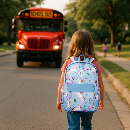 Vista 2 de KK CRAFTS Mochila preescolar para jardín de infantes y niños pequeños, mochilas escolares para niños y niñas con correa para el pecho, Azul