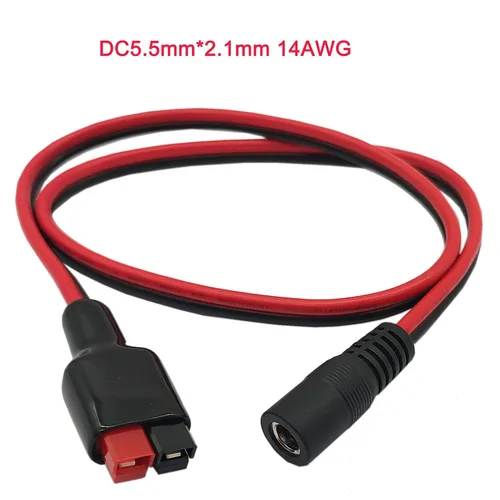 Vista 5 de Cable de extensión de enchufe de alimentación de 14 AWG CC de 0.217 in x 0.083 in para batería de reserva del generador y panel solar plegable