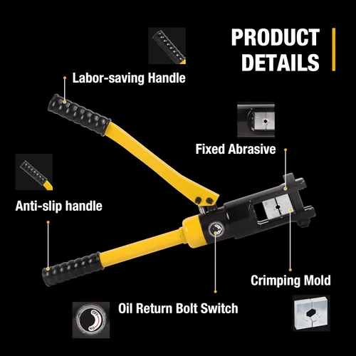 Vista 4 de Herramienta de prensado hidráulico 14T 6AWG-500MCM Herramienta de prensado de cables de 0.87 pulgadas Carrera hidráulica Lug Crimper eléctrico