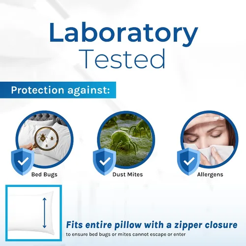Vista 3 de Protector de almohada impermeable con cremallera Tamaño estándar, paquete de 2 por Hygea Natural