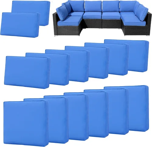 Vista 11 de 14 Piezas Fundas de Cojines para Patio Reemplazo Fundas de Cojines para Sofá de Exterior A Prueba de Salpicaduras Juego de Fundas para Sofá