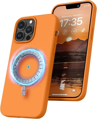 Vista 13 de RIZUS - Funda de silicona magnética para iPhone 13 Pro Max [compatible con MagSafe], funda delgada con forro de microfibra antiarañazos, a prueba