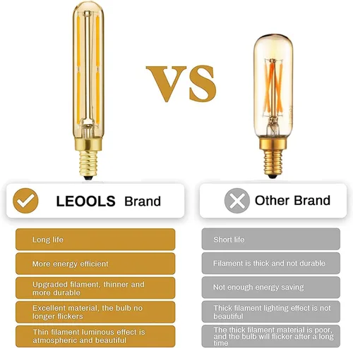 Vista 7 de Leools Bombilla LED regulable de 4 W, igual a 2500 K, ámbar blanco cálido T6 E12, bombilla de 40 vatios para candelabros, ventilador de techo