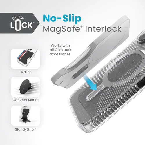 Vista 4 de Speck Funda para iPhone 15 Pro – ClickLock con bloqueo antideslizante, diseñada para MagSafe, agarre de protección contra caídas – Funda