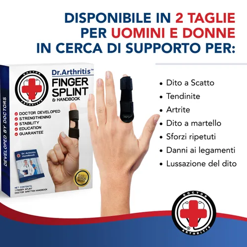 Vista 4 de Dr. Arthritis Doctor Developed - Férula para dedos acolchada para enderezar (negro, S/M, paquete de 2)