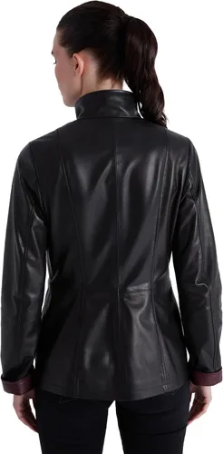 Vista 3 de Bigardini Chaqueta italiana de cuero genuino para mujer, piel de cordero real