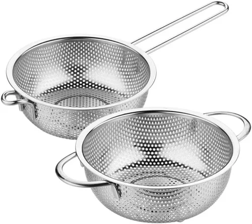 Vista 8 de KALLORY Colador de arroz Colador de malla fina con asa Colador de acero inoxidable fino para fregadero de grasa Cesta de fregadero de arroz Lavado