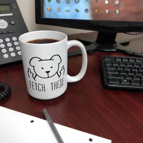 Vista 6 de ThisWear Fetch These Middle Finger Dog - Taza de café de 15 onzas, 1 15oz - Fetch