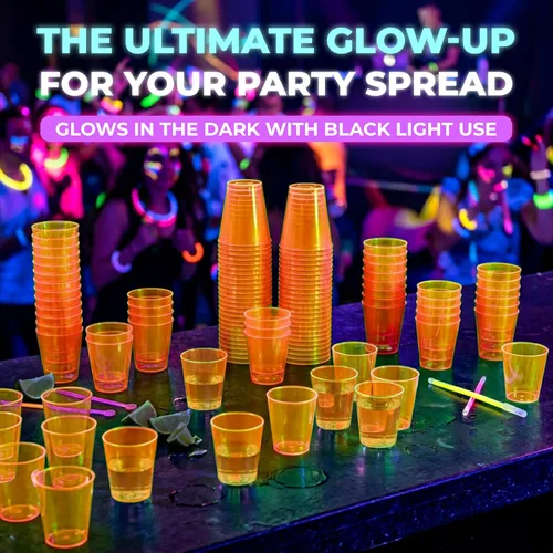Vista 8 de Party Essentials Vasos de plástico duro de 2 onzas, color naranja neón, 50