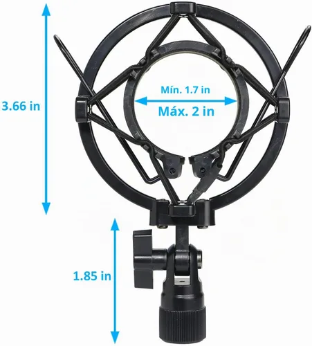 Vista 5 de SUNMON Soporte de choque AT2020, soporte de montaje de choque reduce el ruido de vibración para Audio Technica AT2020 AT2035 AT4040 AT2020USB