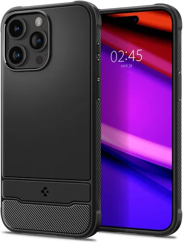 Vista 4 de Spigen - Rugged Armor MagFit - Funda diseñada para el iPhone 15 Pro (2023) [Protección de grado militar] Compatible con MagSafe - Negro mate