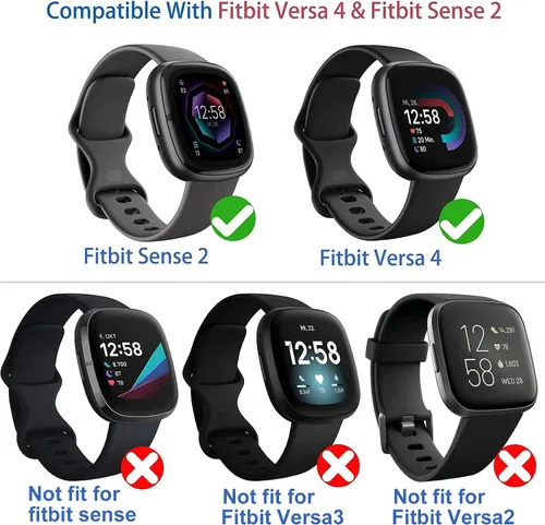Vista 2 de Suoman [Paquete de 4] para Fitbit Sense 2/Versa 4 Funda Protectora de Pantalla, Parachoques de TPU Suave Galvanizado Completamente Alrededor Funda