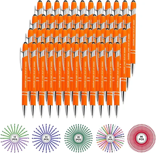 Vista 8 de Bolígrafos personalizados con nombre a granel, juego de bolígrafos personalizados, lápiz capacitivo grabado, logotipo, texto, regalo para negocios
