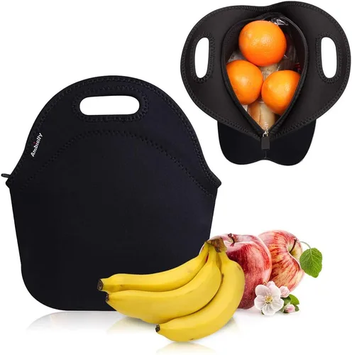 Vista 3 de Nevera de neopreno de Ambielly. Nevera con aislamiento para guardar la comida en un viaje, Negro Reusable Food Carrier for Office, Teachers