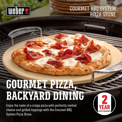 Vista 2 de Weber Sistema de Barbacoa Gourmet Piedra para Pizza con Soporte Portátil, 16.7" de Largo