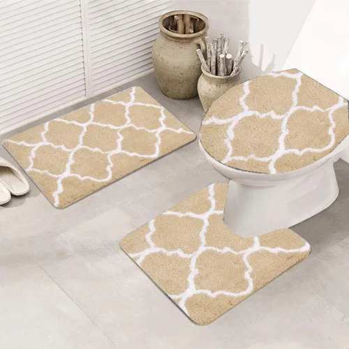 Vista 10 de Jianyana Juego de alfombras de baño de 3 piezas, incluye 1 alfombra de baño grande (19.5 x 31.5 pulgadas), 1 alfombra de inodoro en forma de U