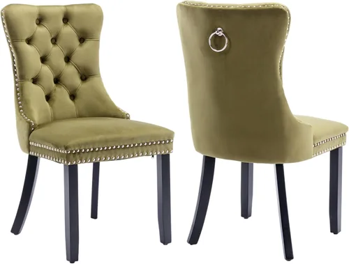 Vista 60 de Juego de 2 sillas de comedor de terciopelo beige, sillas de comedor tapizadas beige01