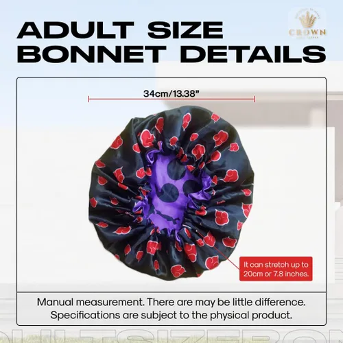 Vista 6 de Double Layer Reversible Anime Bonnet for Men and Women - Comfortable Satin Silky Fabric with Elastic Soft Band