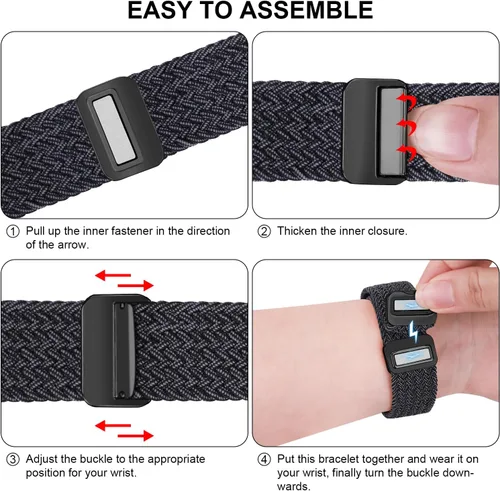 Vista 7 de Correa de nailon compatible con Samsung Galaxy Watch 7/6/5/4/FE 1.732 in 1.575 in/Galaxy Watch 5 Pro 1.772 in/Watch 4/6 Classic 1.850 in 1.811 in