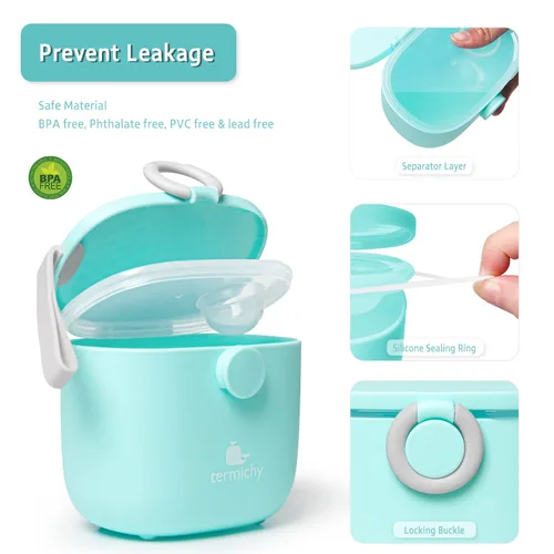 Vista 3 de Termichy Dispensador de fórmula para bebés, dispensador portátil de leche en polvo con asa de transporte y cuchara para viajes actividades al aire