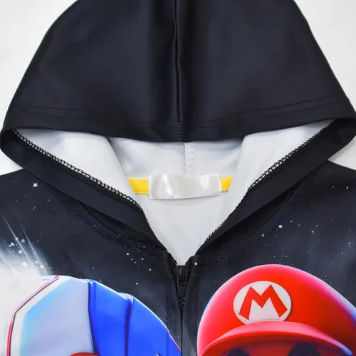 Vista 4 de Oman nylon Girls Boys Super Bros Princess Hoodie Zipper Sweatshirts 3D Cartoon Hoody Top For Kids 4-9Years