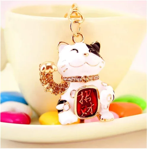 Vista 2 de Betterdecor Llavero Feng Shui Wealth Lucky Cat para la suerte de la riqueza