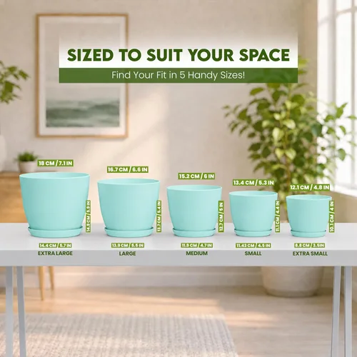 Vista 2 de Utopia Home - Macetas de Interior con Drenaje - Macetas de Flores de 7/6.6/6/5.3/4.8 Pulgadas para Plantas de Interior - Juego de 5 Macetas