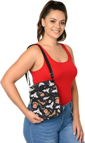 Vista 5 de Harry Potter Bolso cruzado Hogwarts Gryffindor con estampado de pasaporte de viaje Negro