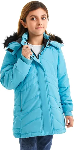 Vista 2 de FARVALUE Abrigos de invierno para niñas, ropa de abrigo con forro polar grueso con capucha para niñas