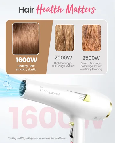 Vista 4 de Dekuri Secador de pelo iónico profesional con motor de CA, secado rápido, con difusor, peine, boquilla, concentrador, para cabello rizado y liso, 2