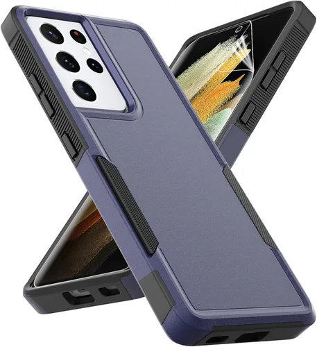 Vista 11 de Funda para Samsung Galaxy S21 Ultra: funda protectora de doble capa resistente para teléfono celular, a prueba de golpes, con protector de pantalla