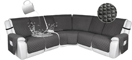 Vista 8 de HDCAXKJ Fundas de sofá seccional reclinable 100% impermeable, forma de L, funda de sofá reclinable lavable acolchada suave para mascotas, perro