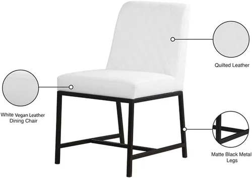 Vista 10 de Meridian Furniture Bryce Collection Modern - Silla de comedor tapizada de piel sintética contemporánea con patas de metal negro mate, juego de 2