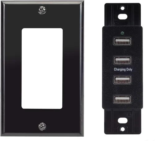 Vista 2 de Magnadyne Soporte de pared con puertos USB-A de carga para uso en RV y vehículos, incluye placa de pared (negro)