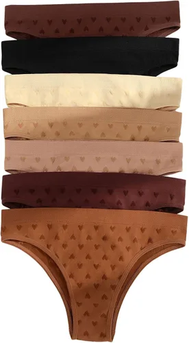 Vista 4 de Floerns Conjunto de 7 piezas de calzones sin costuras con patrón de corazón para mujer