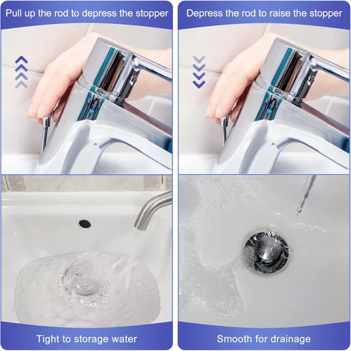 Vista 4 de Enhon Tapones emergentes compatibles con componentes de drenaje Moen, émbolo de drenaje cromado para lavabo de baño, 4-7/8 pulgadas de alto