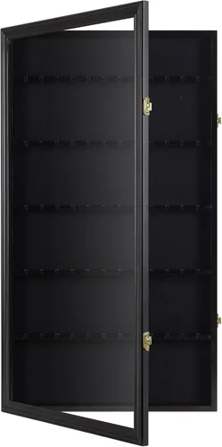 Vista 5 de DisplayGifts Soporte para gabinete de pared, 60 cucharas de té, con protección UV, puerta con cerradura (acabado negro)
