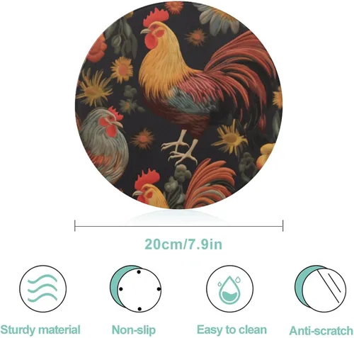 Vista 2 de Tabla de cortar de vidrio templado con diseño de girasol con diseño de pollo, resistente a los arañazos, resistente al calor, antideslizante