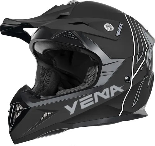 Vista 10 de Casco para Dirt Bike YEMA aprobado por DOT - Casco de motocross ATV MX BMX todoterreno de cara completa con 8 ventilaciones y forro removible, casco