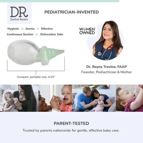 Vista 5 de Dr. Rose's Aspirador nasal para bebé, limpiador de nariz de doble succión patentado por pediatras para bebé (paquete de 1, 1, unidad)