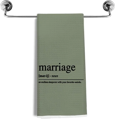 Vista 17 de Regalos de boda para parejas, recién casados, regalos de matrimonio, toallas de cocina para matrimonio, toallas de tejido de gofre de definición