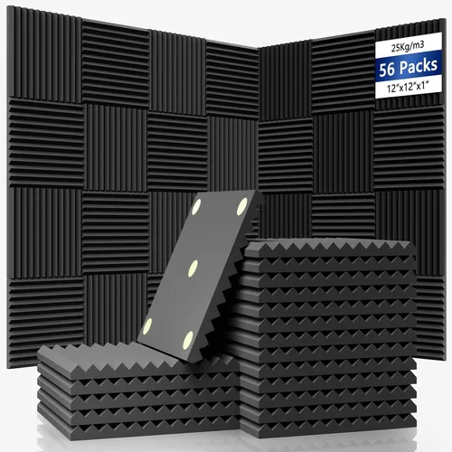 Vista 15 de Paquete de 15 paneles hexagonales de espuma a prueba de sonido para paredes, paneles acústicos de 12" x 11" x 0.35" de alta densidad que absorben