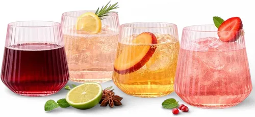 Vista 10 de Oojami 40 vasos de whisky irrompibles de vino sin tallo de 10 onzas 10 onzas - Transparente